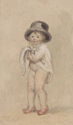 Un niño con zapatos rojos (Niño con zapatos rojos y sombrero de copa)
